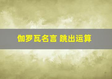 伽罗瓦名言 跳出运算